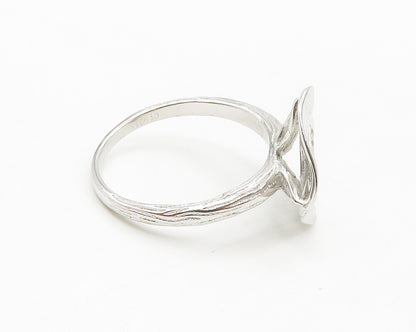 925 Sterling Silver  White Topaz Shiny Floral Motif Band Ring Sz 8  RG13884