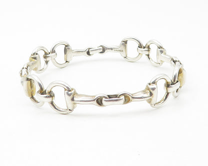 MEXICO 925 Sterling Silver  Vintage Shiny Bar Link Bangle Bracelet  BT4559