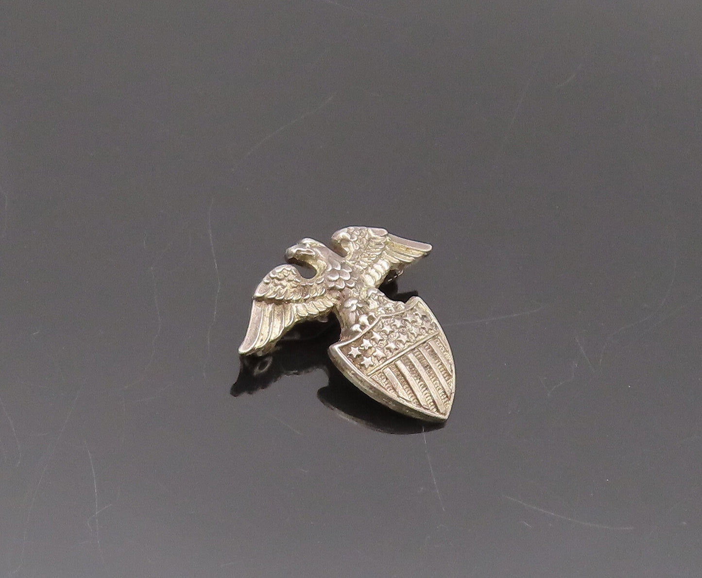 925 Sterling Silver Vintage Brooch Pin Solid Carved US Military Logo  BP10544