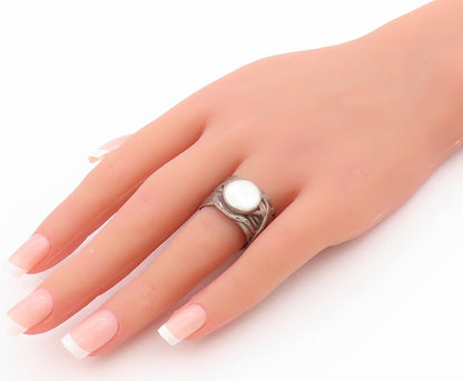 925 Sterling Silver Vintage Ring SILPADA Mother Of Pearls Brutalist Sz 8 RG33392