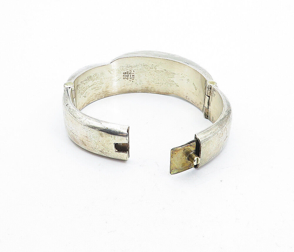 MEXICO 925 Sterling Silver  Vintage Hollow Fluted Dome Bangle Bracelet  BT1526