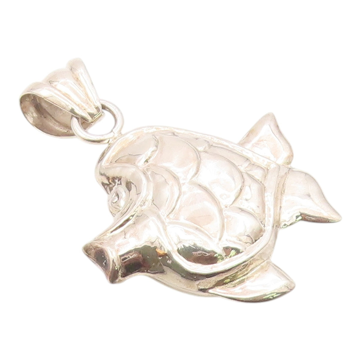 925 Sterling Silver  Vintage Shiny Hollow Fish Drop Pendant  PT17607