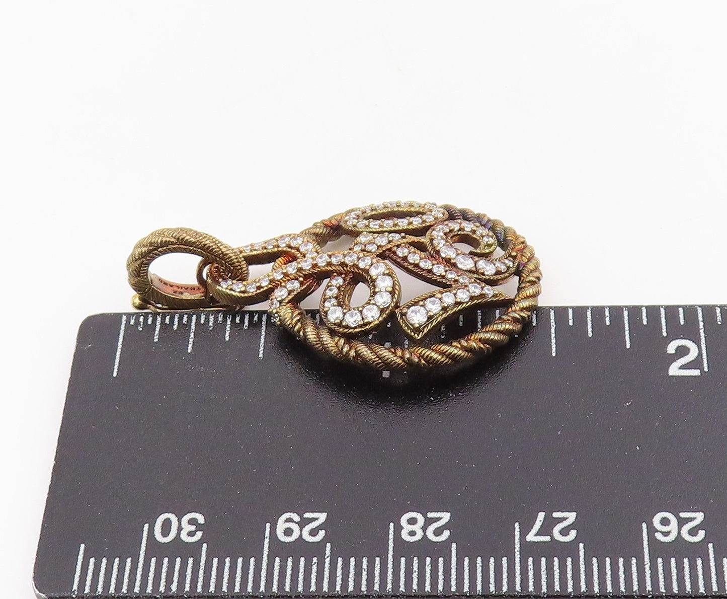 925 Sterling Silver Vintage Pendant JUDITH RIPKA CZ Twisted Rope Love  PT25452