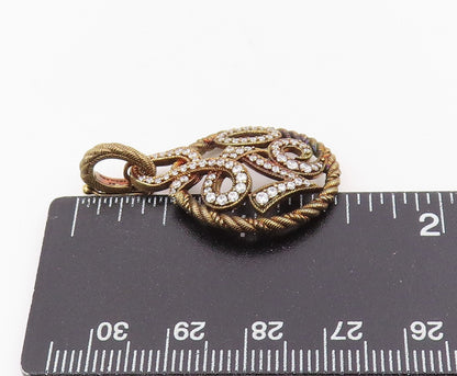 925 Sterling Silver Vintage Pendant JUDITH RIPKA CZ Twisted Rope Love  PT25452