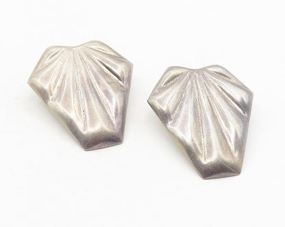 925 Sterling Silver  Vintage Dark Tone Floral Leaf Motif Drop Earrings  EG6083