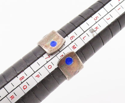 925 Sterling Silver Vintage Ring NORWAY Two Tone Enameled Circles  Sz 7  RG33069