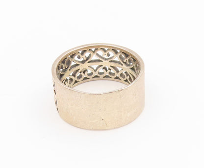 925 Sterling Silver Vintage Ring Intricate Open Scrollwork Band  Sz 8  RG34514