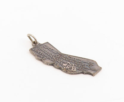 925 Sterling Silver Vintage Pendant California Map With City Engravings  PT25413