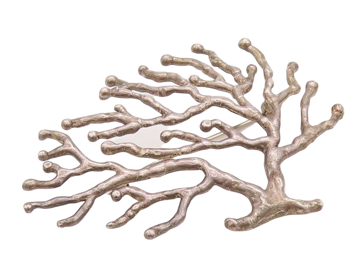 925 Sterling Silver Vintage Brooch Pin Brutalist Cutout Tree Of Life  BP11241