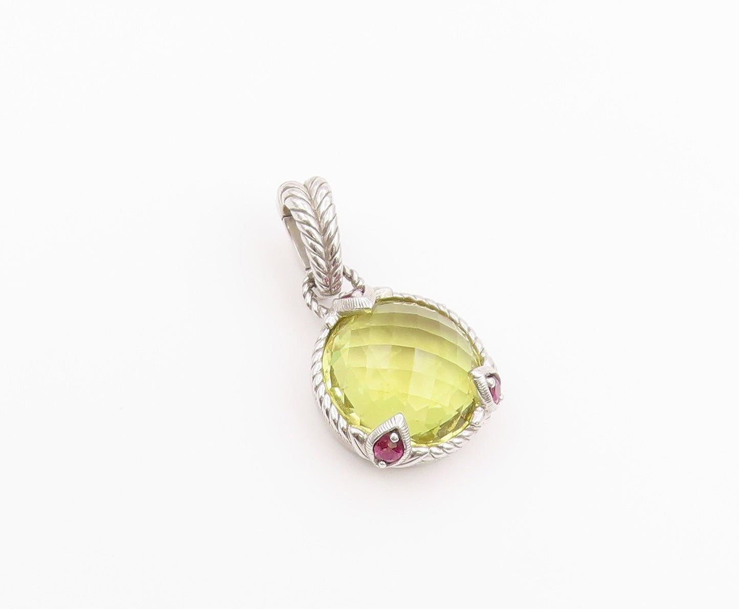 925 Sterling Silver Vintage Pendant JUDITH RIPKA Lemon Quartz Charm  PT26423