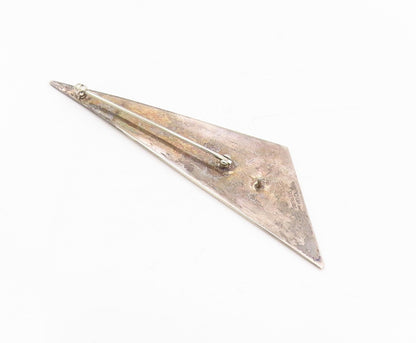 925 Sterling Silver Vintage Brooch Minimalist Etched Geometric Triangle  BP12036