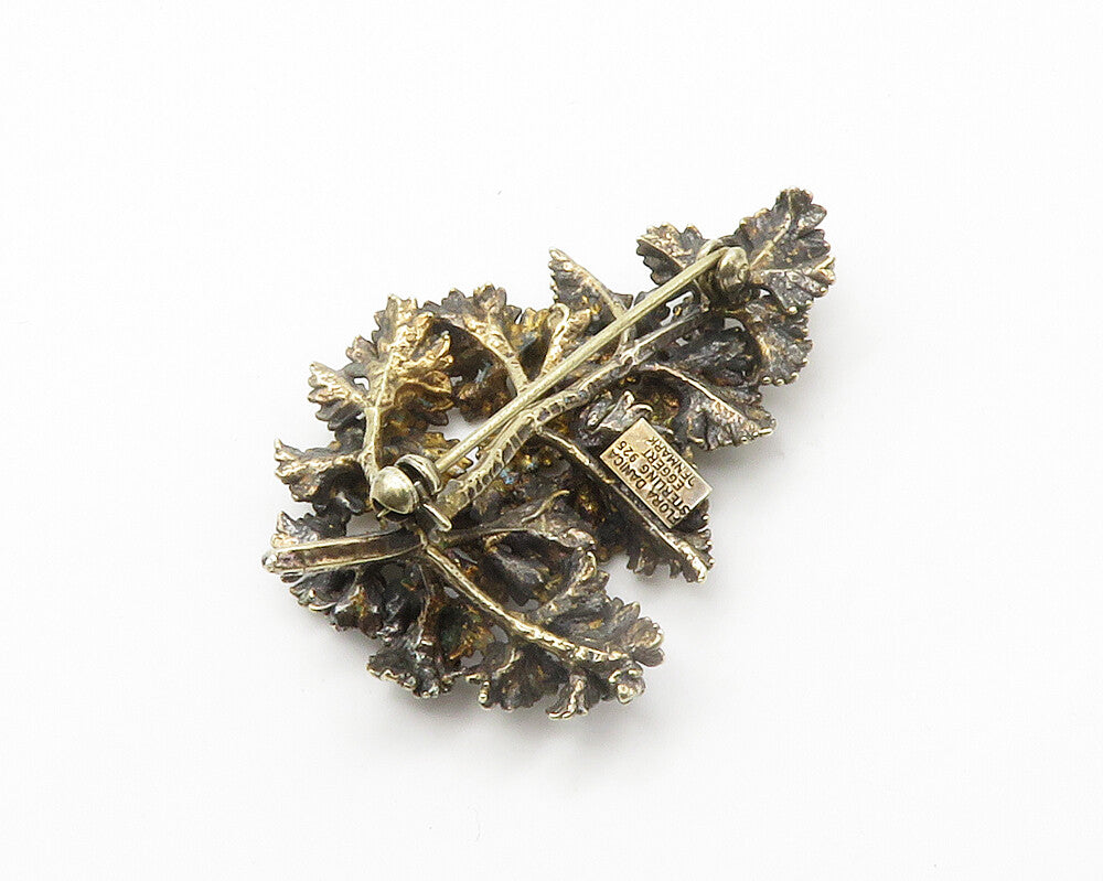 EGGERT DENMARK 925 Silver  Vintage Sculpted Floral Leaf Brooch Pin  BP5529