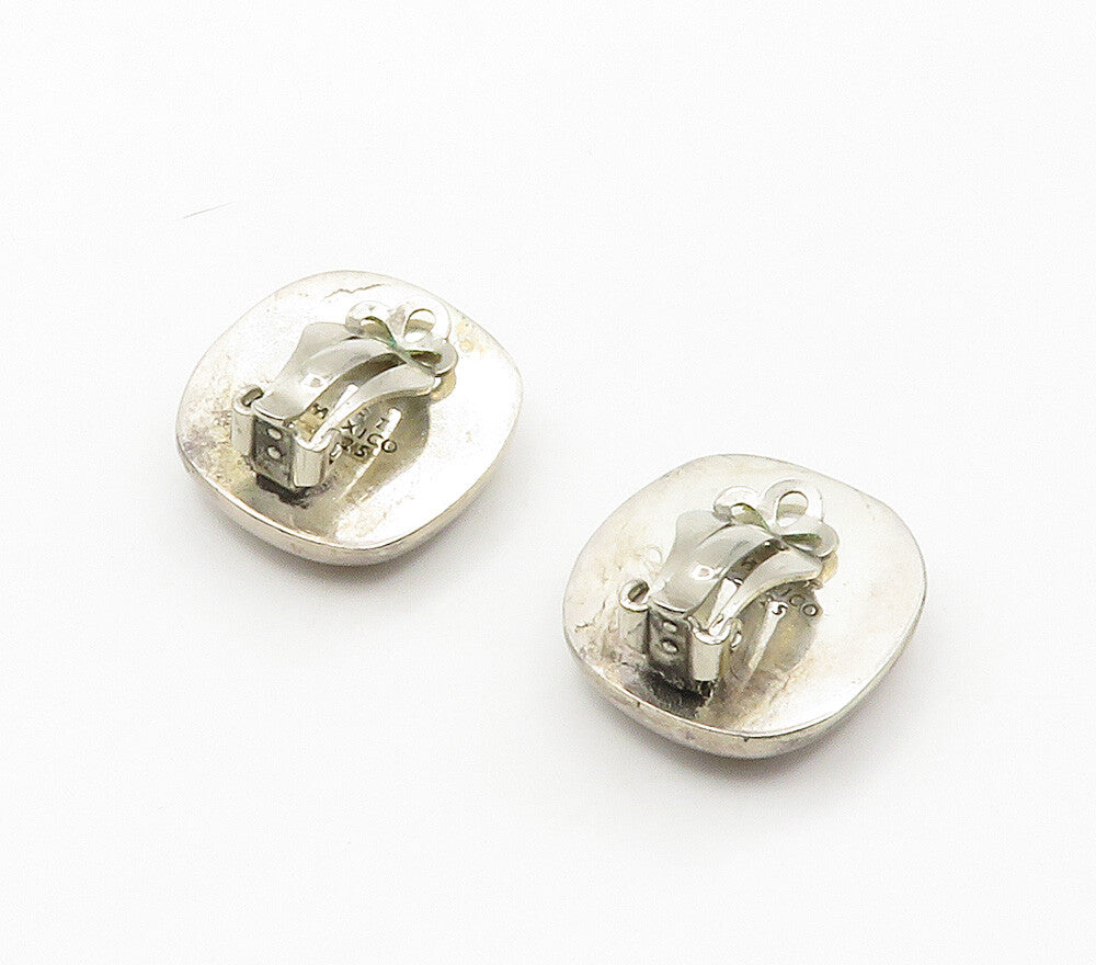 MEXICO 925 Silver  Vintage Pink Mother Of Pearl Non Pierce Earrings  EG7909