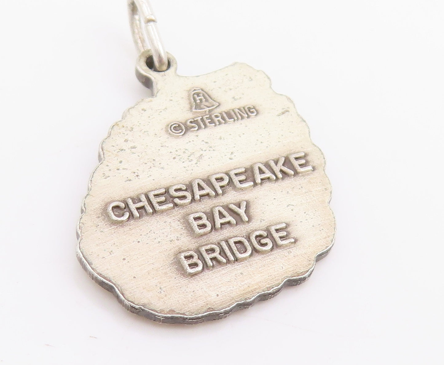 925 Sterling Silver Vintage Pendant Chesapeake Bay City Bridge Charm  PT25180