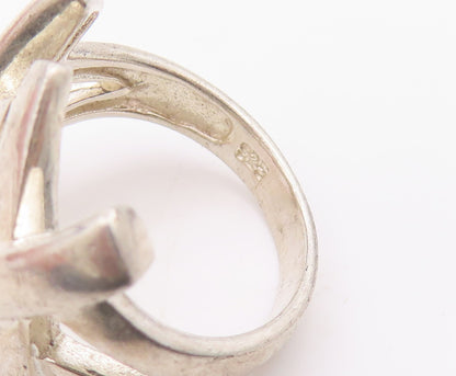 925 Sterling Silver Vintage Ring Solid Double X Cutout  Sz 6  RG32195