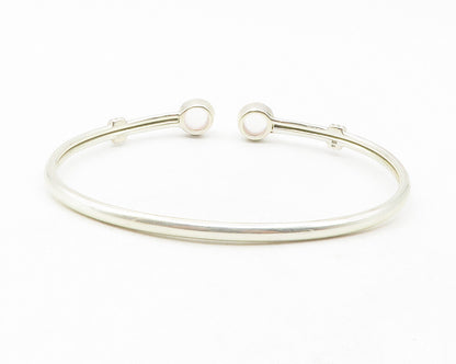 925 Sterling Silver  Cabochon Cut Topaz Shiny Smooth Cuff Bracelet  BT4756