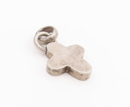 925 Sterling Silver Vintage Pendant Minimalist Puffed Cross  PT24577