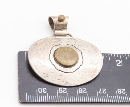 925 Sterling Silver Vintage Pendant Dark Tone Antique Design Carved   PT23731