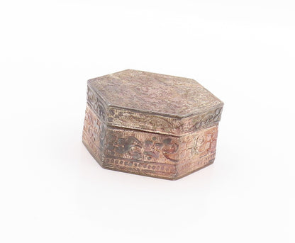 925 Sterling Silver Vintage Jewelry Box Engraved Floral Design OPENS  TR3978