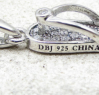 925 Sterling Silver  White Cubic Zirconia Flip Flop Drop Pendant  PT1157