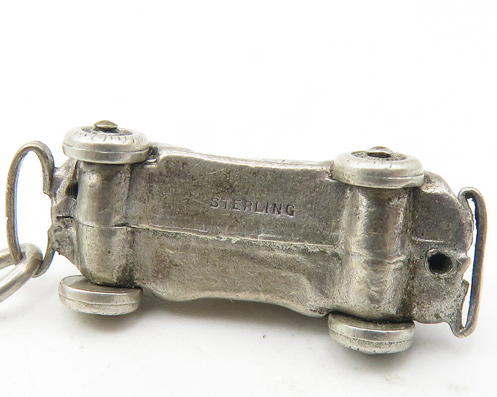 925 Sterling Silver  Vintage Shiny Petite Old Fashioned Car Pendant  PT9380