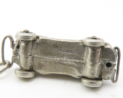 925 Sterling Silver  Vintage Shiny Petite Old Fashioned Car Pendant  PT9380