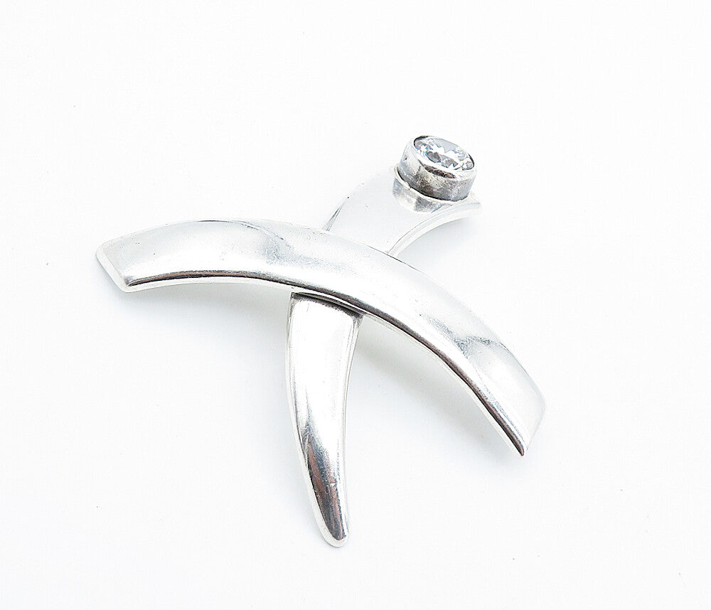 LOS BALLESTEROS MEXICO 925 Silver  Vintage Cubic Zirconia Brooch Pin  BP2815