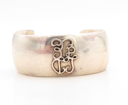 925 Sterling Silver Vintage Bracelet Solid Brutalist Design Carved Cuff  BT10942