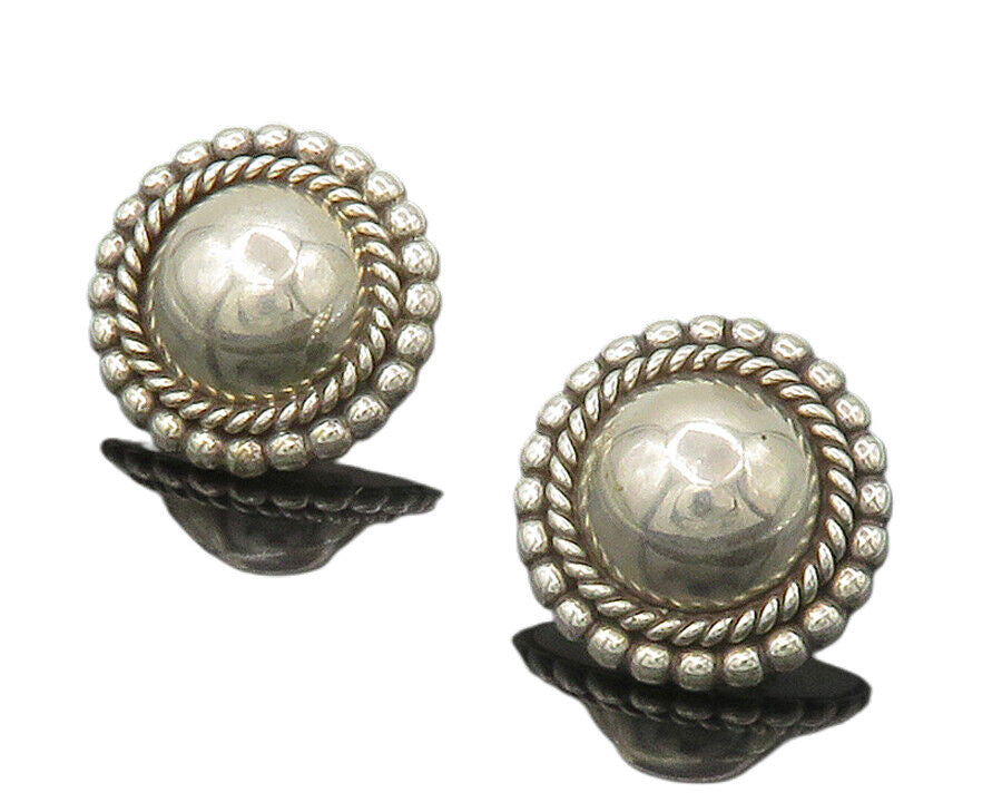 DESIGNER 925 Silver  Vintage Shiny Smooth Twist Dome Drop Earrings  EG8592