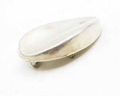 MEXICO 925 Sterling Silver  Vintage Shiny Modernist Leaf Brooch Pin  BP5123