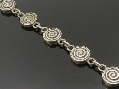 925 Sterling Silver  Vintage Engraved Spiral Pattern Chain Bracelet  BT9405