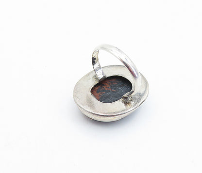 925 Sterling Silver  Vintage Minimalist Jasper Cocktail Ring Sz 7  RG3756