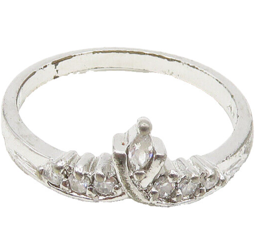 925 Sterling Silver  Vintage Topaz Royal Crown Large Band Ring Sz 11  RG17930