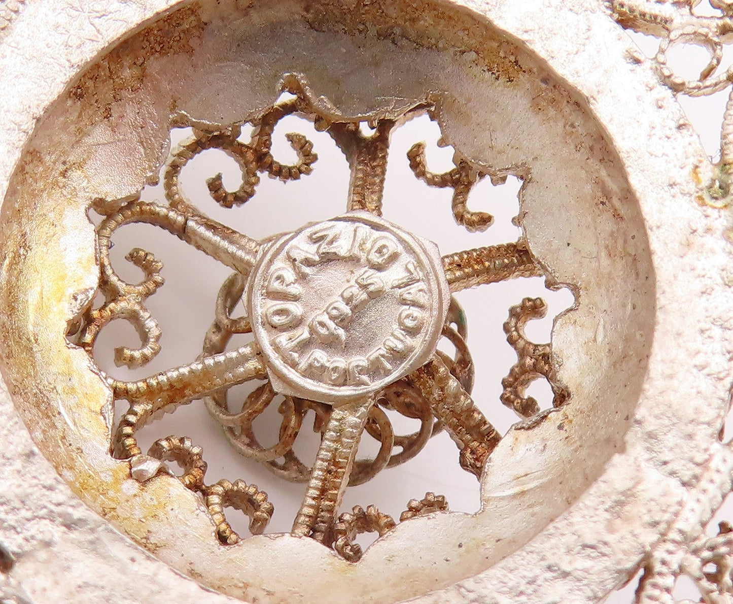 925 Sterling Silver Vintage Pendant TOPAZIO Intricate Floral Filigree  PT25679
