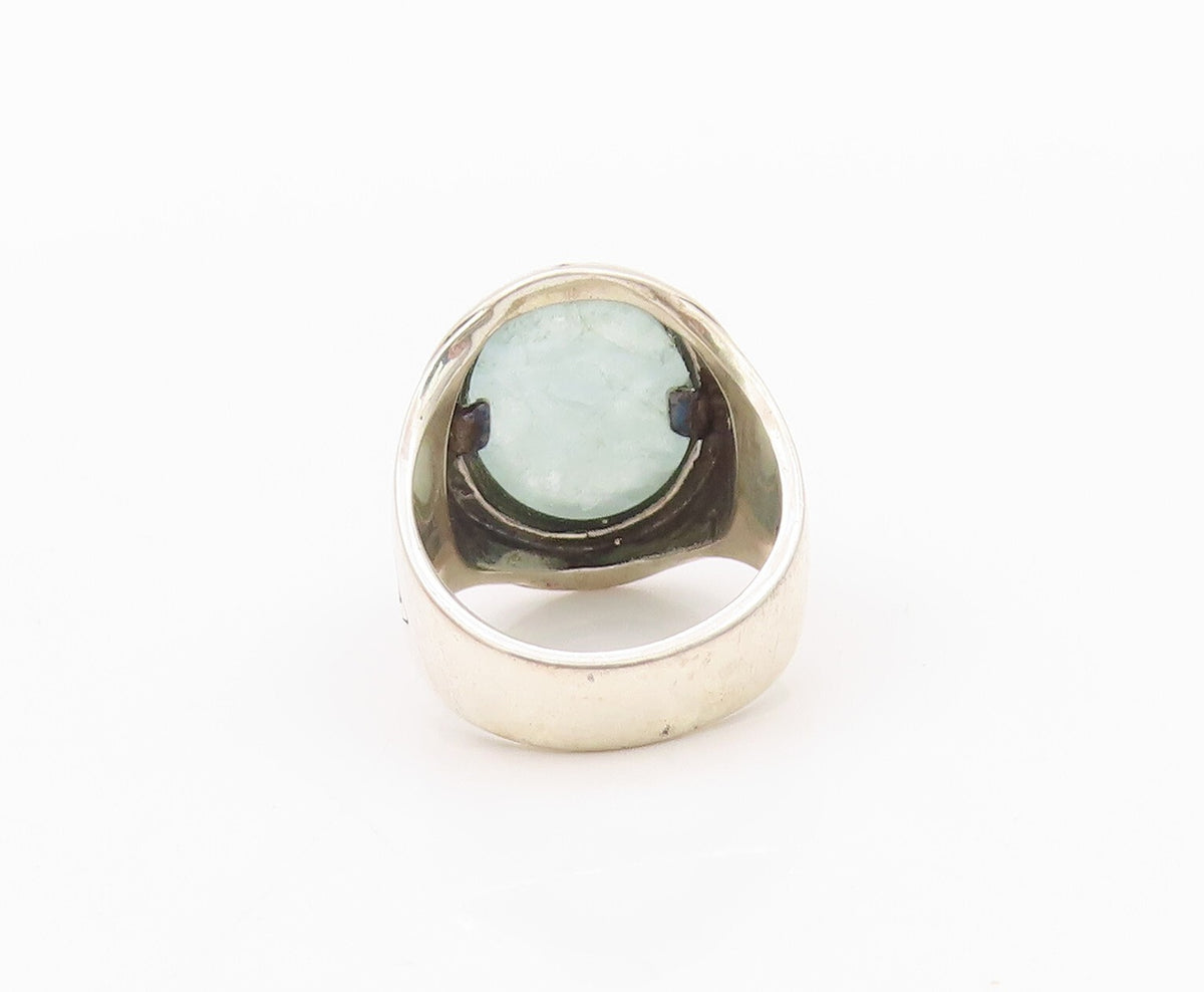 925 Sterling Silver Vintage Ring CAROLYN POLLACK Gemstone Etched  SZ 8.5 RG32070
