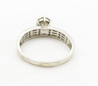 925 Sterling Silver  Cubic Zirconia Solitaire With Accents Ring Sz 10  RG15896