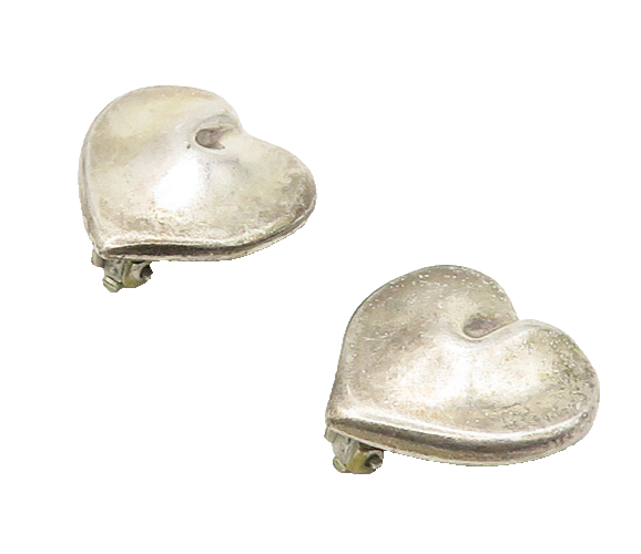 MEXICO 925 Sterling Silver  Vintage Love Heart Motif Non Pierce Earrings  EG9211