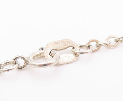 925 Sterling Silver Vintage Necklace CAROLYN POLLACK Carved Ring Chain  NE4556