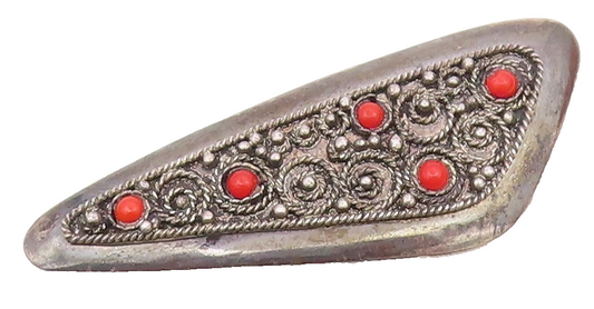 ISRAEL 925 Sterling Silver  Vintage Twisted Rope Coral Brooch Pin  BP9521