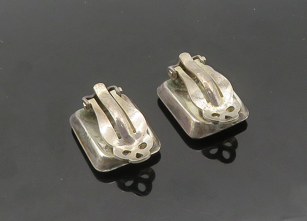925 Sterling Silver  Vintage Dark Tone Patterned Non Pierce Earrings  EG10549
