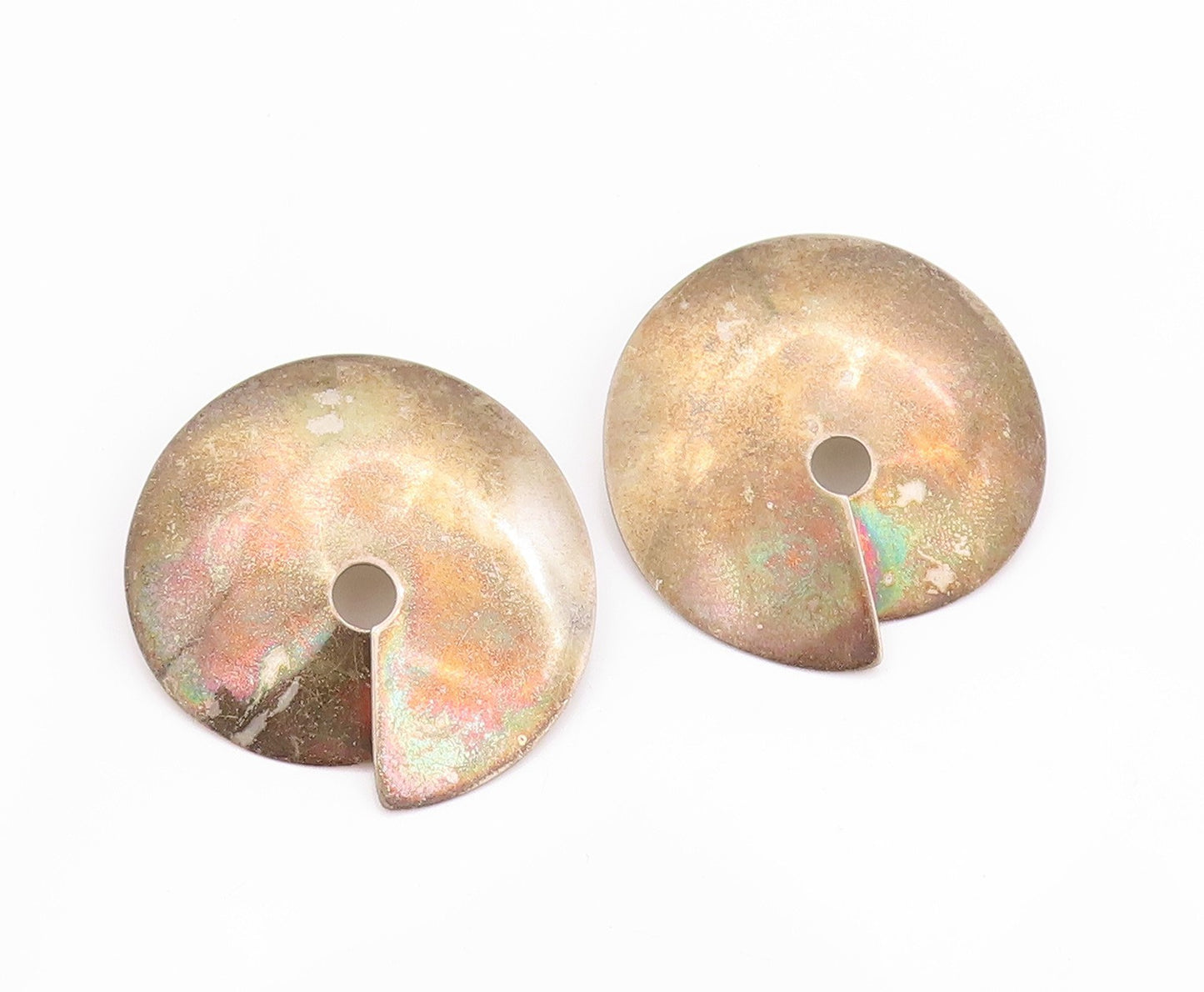 925 Sterling Silver Vintage Earrings Designer Open Donut Disk  EG13558