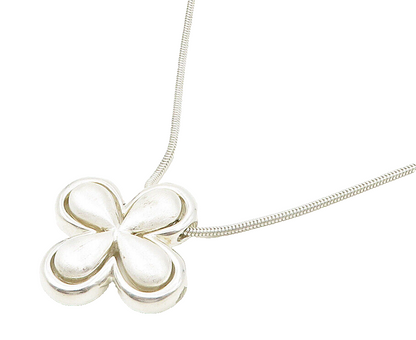 925 Sterling Silver  Vintage Shiny Flower Motif Snake Chain Necklace  NE2650