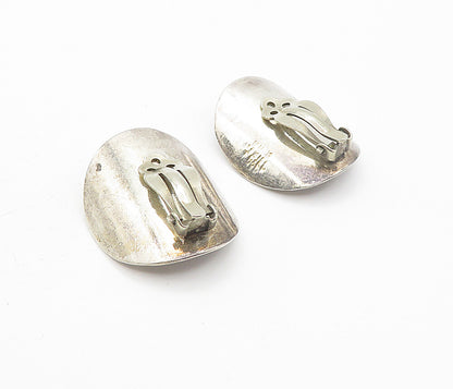 MEXICO 925 Sterling Silver  Vintage Round Concave Non Pierce Earrings  EG3834