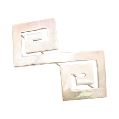 925 Sterling Silver Vintage Brooch Solid Cutout Maze key Design  BP11489