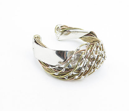 DESIGNER 925 Sterling Silver  Two Tone Vine Wrapped Cuff Bracelet  BT3056