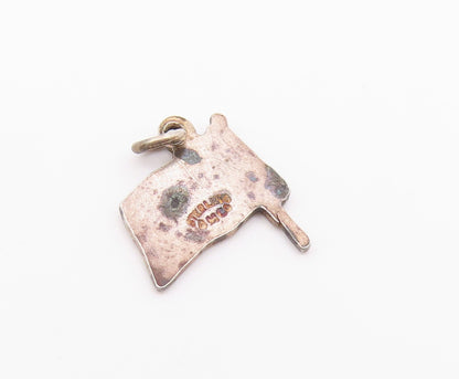 925 Sterling Silver  Vintage Enamel Waving British Flag Pendant  PT17441