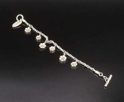 LOIS HILL 925 Sterling Silver Vintage Minimalist Flower Charm Bracelet BT9786