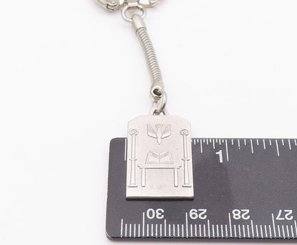 925 Sterling Silver Vintage Key Chain Solid Religious Carved  TR3766