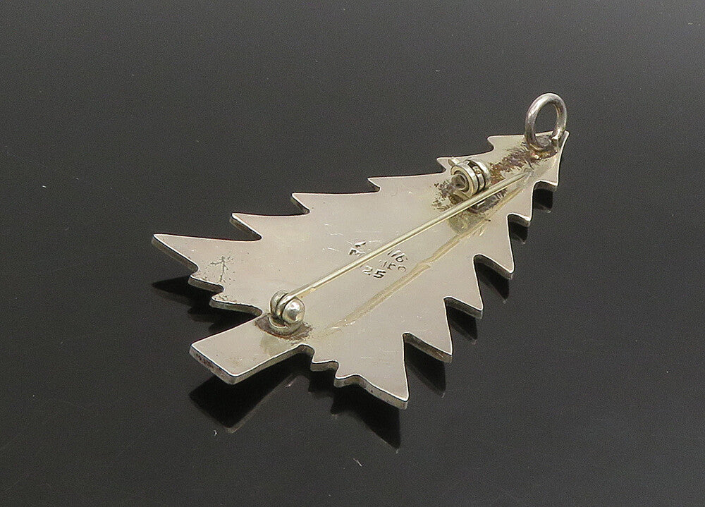 MEXICO 925 Sterling Silver  Vintage Shiny Christmas Tree Brooch Pin  BP9051