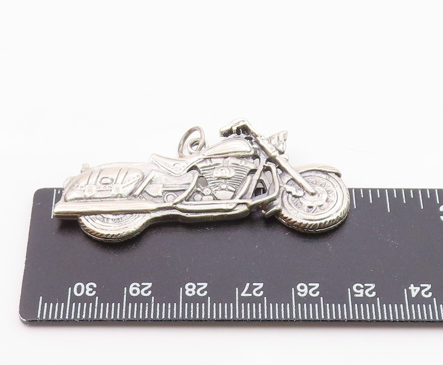925 Sterling Silver   Vintage Shiny Motorcycle Drop Pendant  PT18252